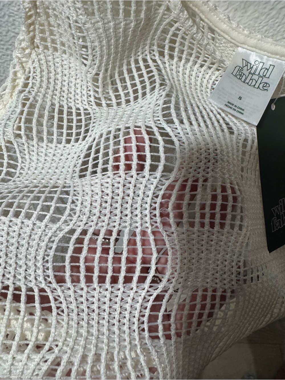 Wild Fable Cream Mesh Crop Top Size Small - Picture 4 of 5